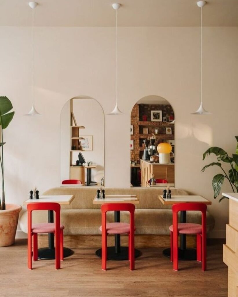 Akcenty we wnętrzach - niespodziewany czerwień Czerwone Krzesla 822x1024